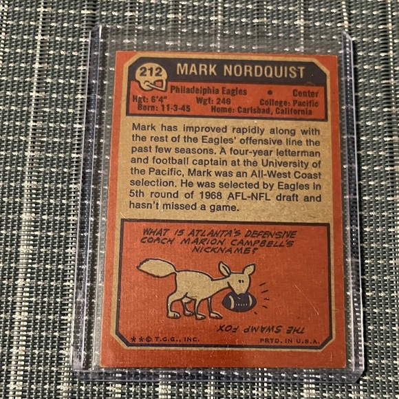 🔥ERROR CARD🔥 🏈 Eagles Mark Nordquist NFL Football Trading Card #212 - Picture 2 of 4